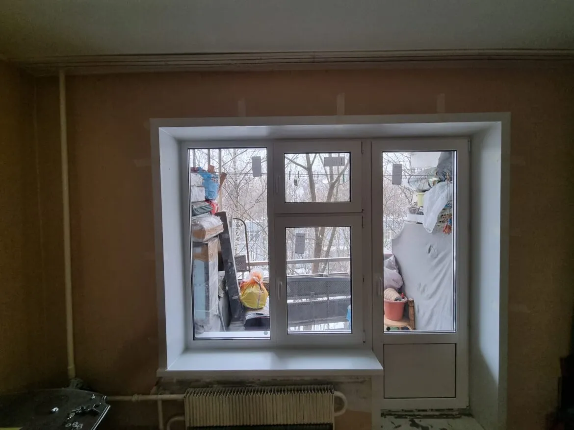 Установка двух профилей Rehau 60